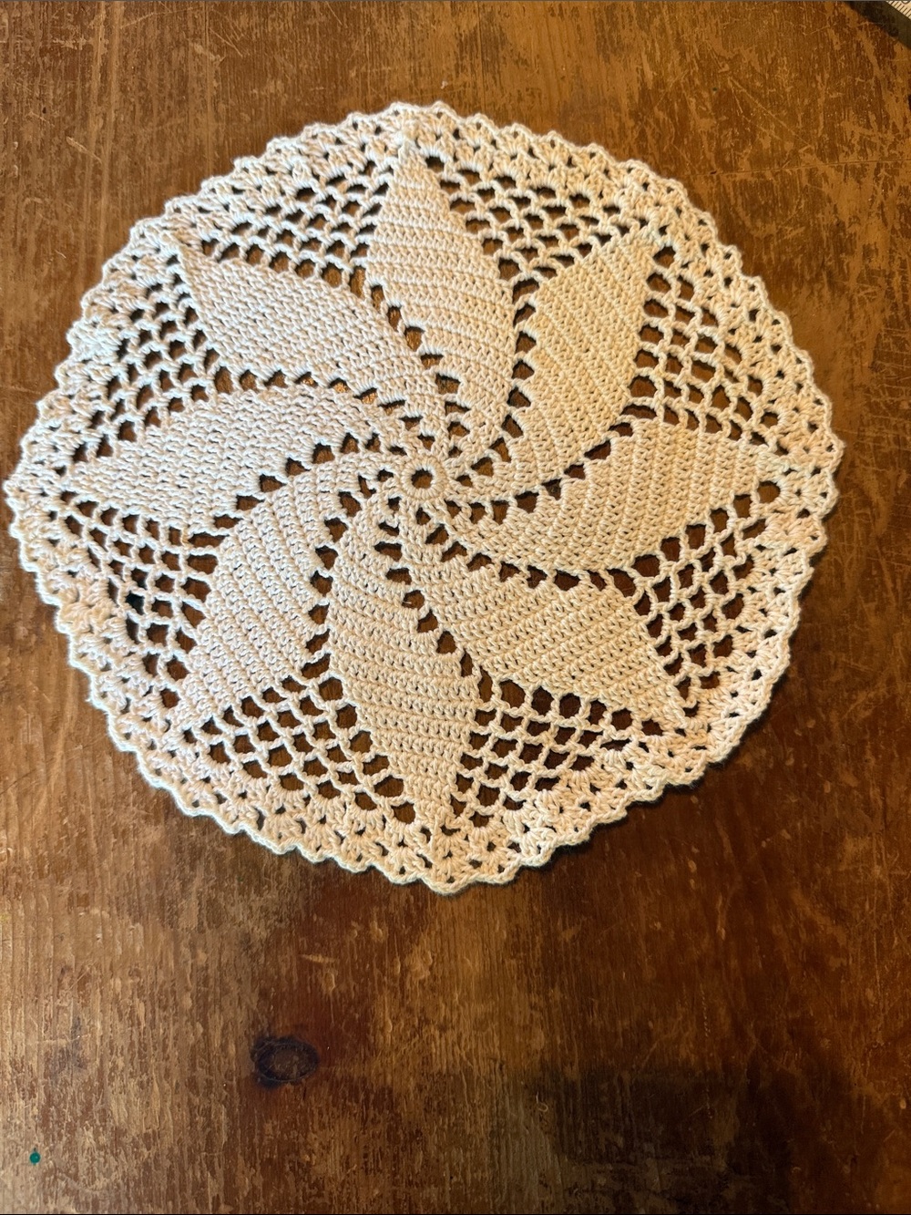 Handmade Cream Crochet Doily Table Accent